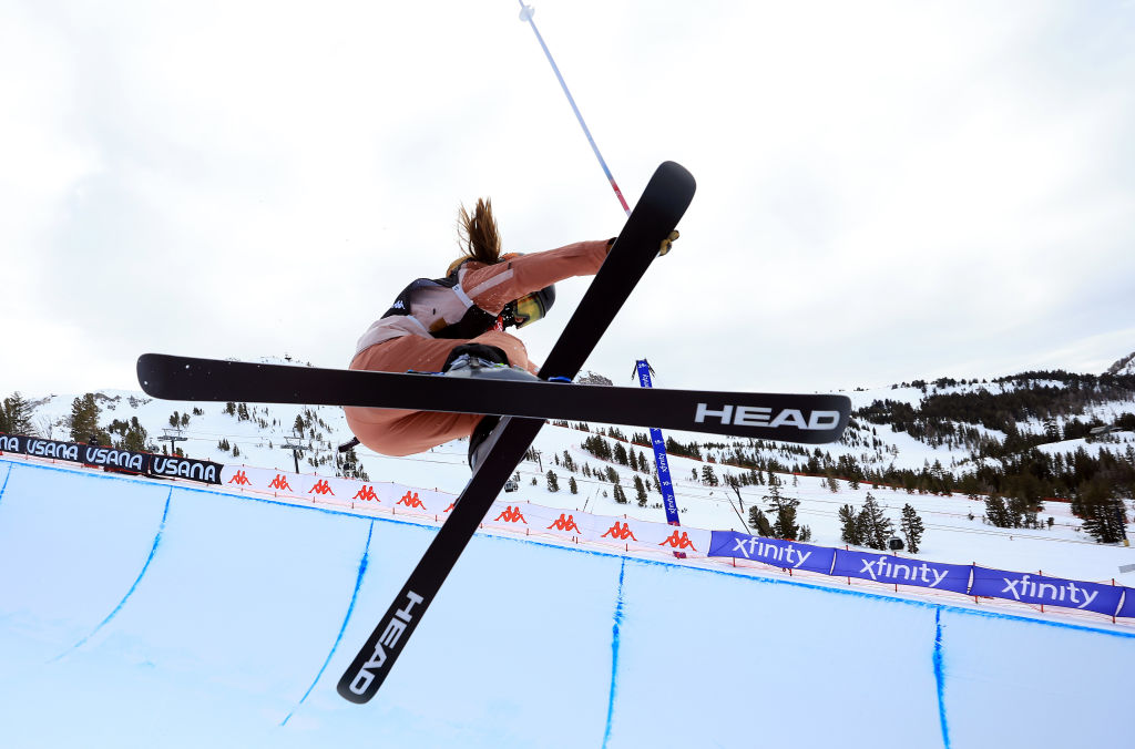 Zoe Atkin of Great Britain competes in the Women's Halfpipe finals on day three of the Toyota U.S. Grand Prix at Mammoth Mountain 